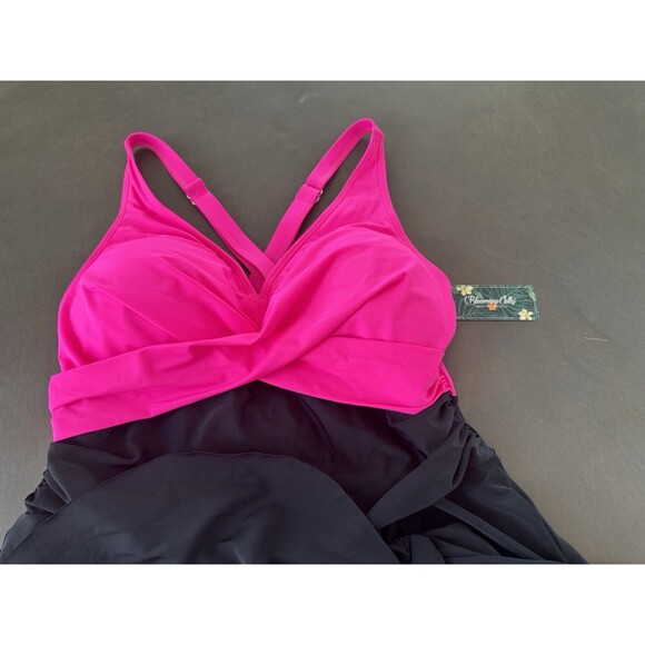 Women's Plus Size Swim Dress Tummy Control Swimsuit pink  size XXL Criss Cross - Picture 11 of 15